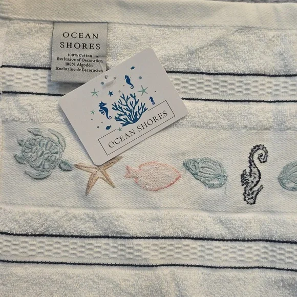 Ocean Shores 2 PC Hand Towels White - Picture 2 of 3